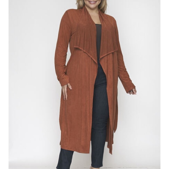 ❤️LAST NEW 2X Size Faux Suede Rust Duster Cardigan - Picture 3 of 6